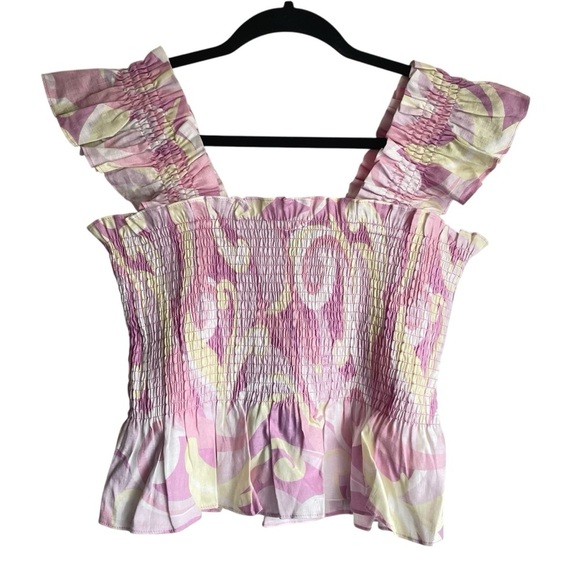 Hill House The Paz Nap Top Candy Kaleidoscope 100% Linen NWT - Picture 5 of 10